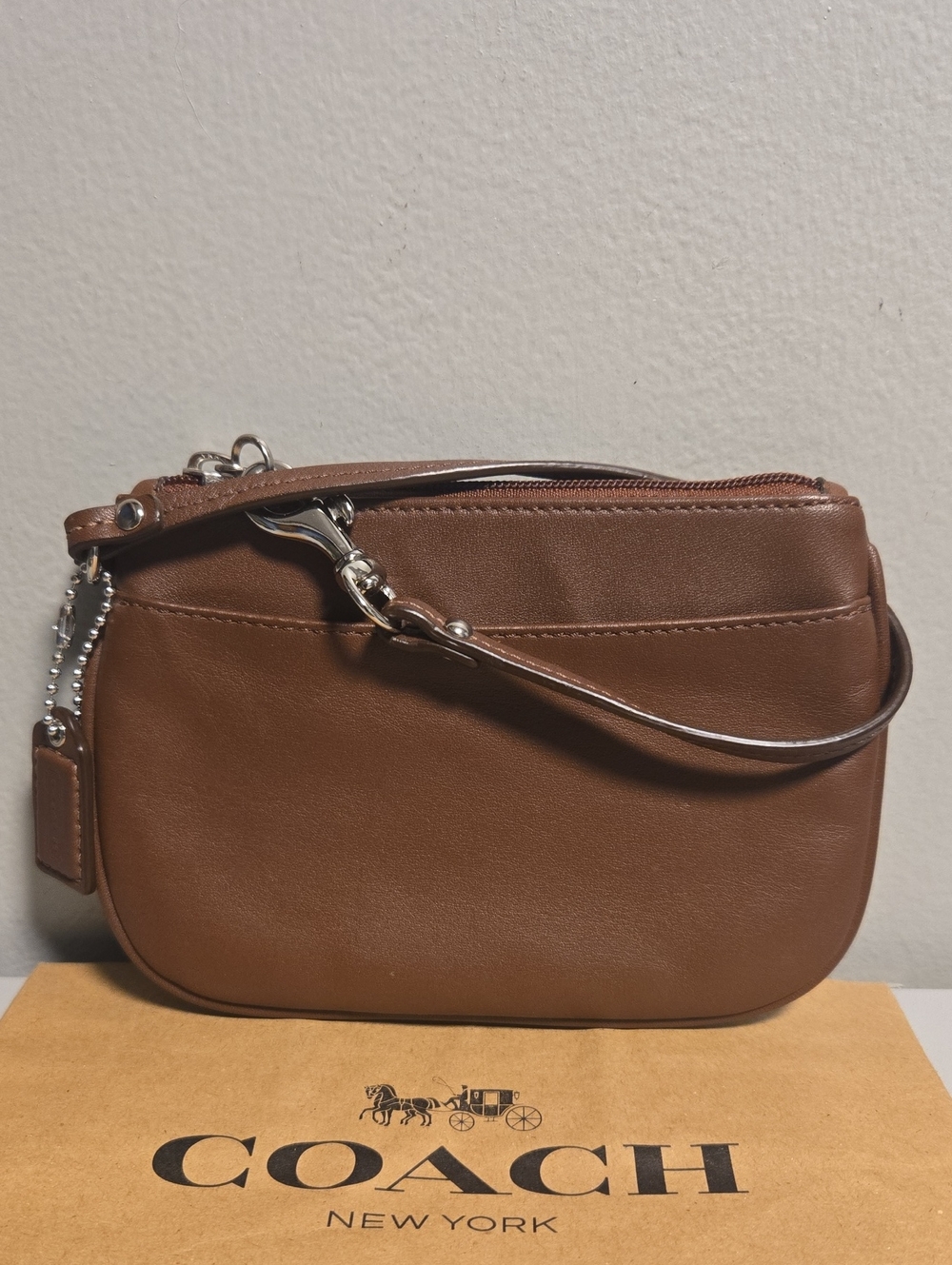 Coach Brown Leather Wristlet Pouch